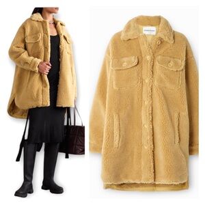 Stand Studio Sabi Faux Fur Teddy Wool Blend Oversized Jacket Size 34